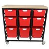 Storwerks Mobile Workbench Storage Station w/Wood Top -9 StorSystem Trays-Red CE2103DGGC-3D3T3QPR